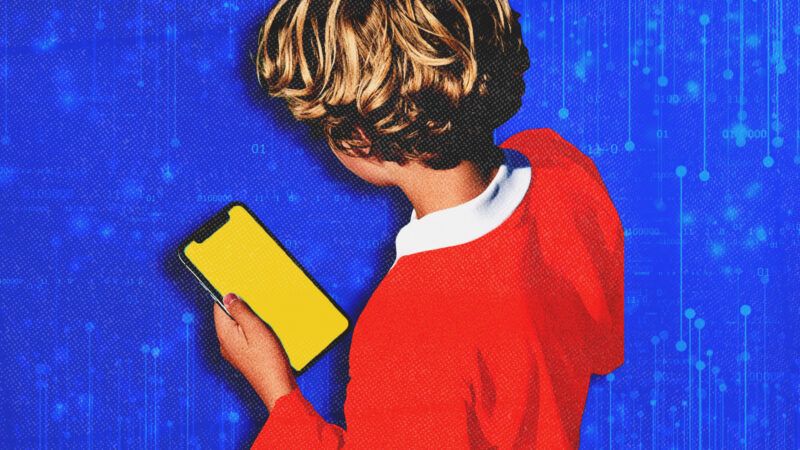 Illustration of a young child using a smartphone | Illustration: Alexey Boldin/Blackboard373/Dreamstime/Midjourney