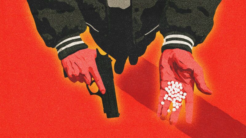 a drawing of a high school student holding an airsoft pistol in one hand and pellets in the other | Midjourney