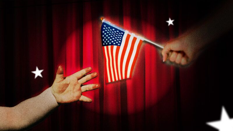 A baby's hand reaches toward an American flag | Photo: Denis Shevchuk/Elnur/Dreamstime; Illustration: Fatima Ruiz, Midjourney