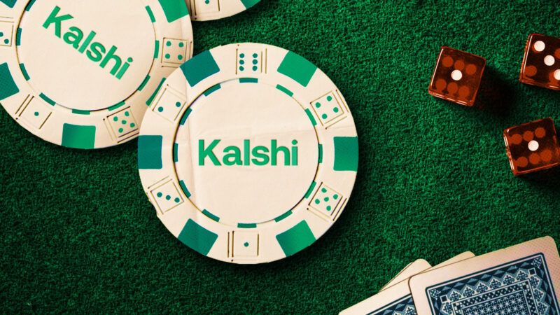 A poker chip with the Kalshi logo on it | Photo: Yunkiphotoshot/Patrik Winbjork/Dreamstime. Illustration: Fatima Ruiz.