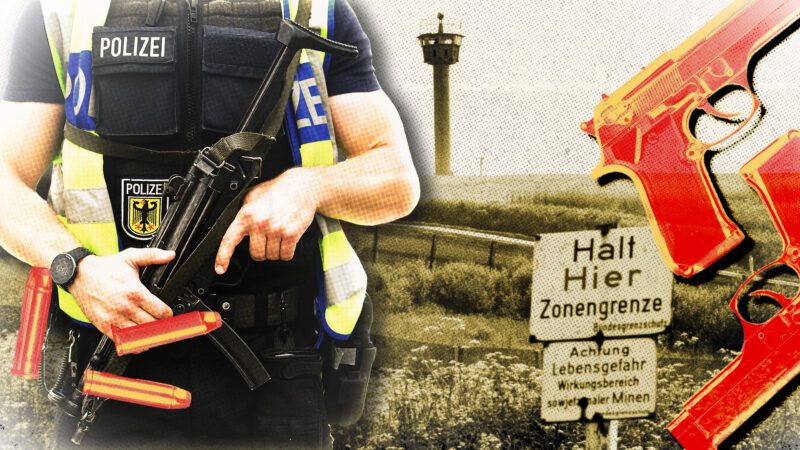 German Federal Police (Polizei) | IMAGO/Revierfoto/Gesche M. Cordes/picture alliance/SZ Photo/Newscom/Nikolai Sorokin/Alptraum/Dreamstime. Illustration: Fatima Ruiz