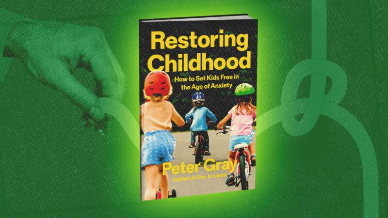Book cover for 'Restoring Childhood' | Illustration: Restoring Childhood/Peter Gray/Thesis/Midjourney