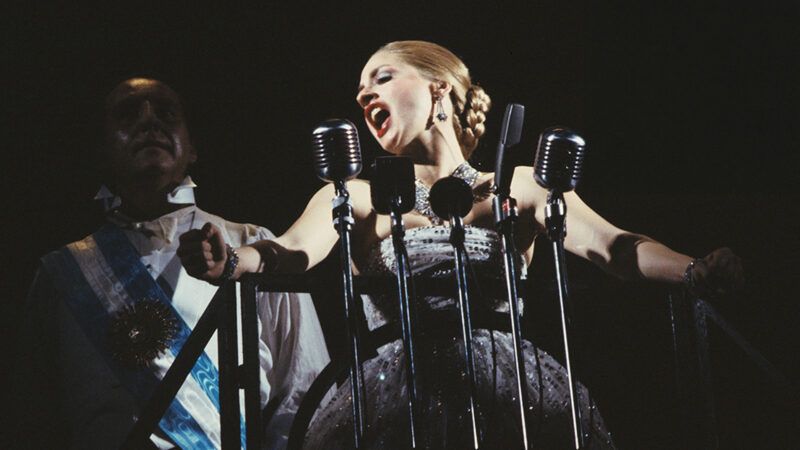 Woman performing Evita | Martha Swope/New York Public Library