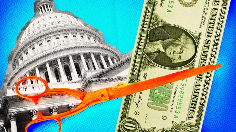U.S. Capitol building in the background and a pair of scissors cutting a dollar | Tupungato/Thyrymn/Dreamstime/Midjourney/Fatima Ruiz.