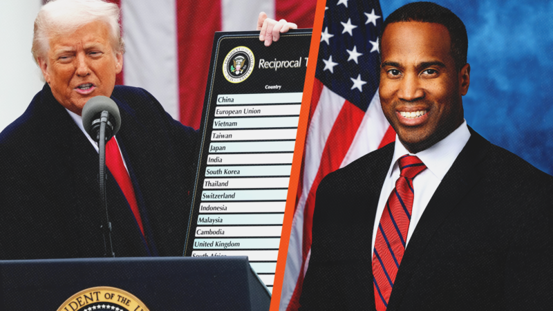 President Donald Trump on the left and Rep. John James on the right | Chris Kleponis - CNP/Polaris/Newscom/Wikimedia Commons
