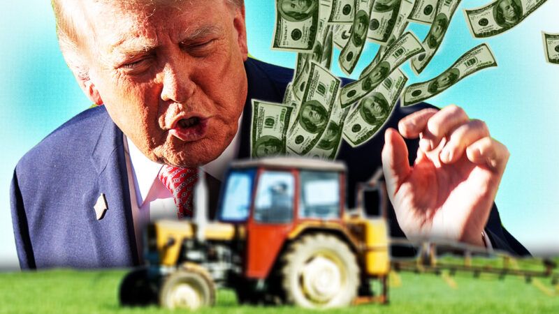Trump looks at a tractor that has money coming out of it | Illustration: Andrew Leyden/ZUMAPRESS/Newscom/Robyn Mackenzie/Sebastian Czapnik/Dreamstime/Fatima Ruiz.
