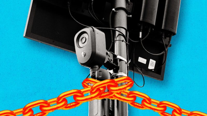 a license plate camera in chains | M. Scott Brauer/Zuma Press/Newscom/Cemil Adakale/Dreamstime/Fatima Ruiz