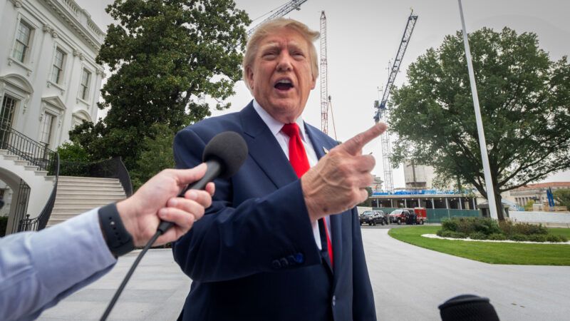 Trump speaks to a reporter | Ron Sachs - Pool via CNP/CNP / Polaris/Newscom