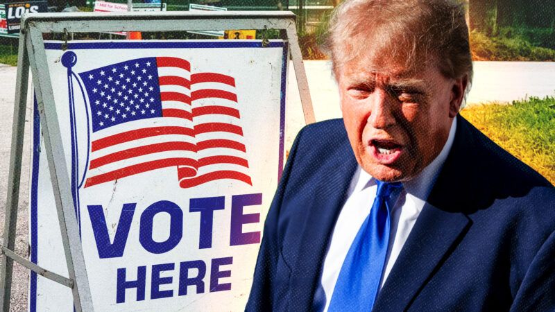President Trump and a U.S. voting station | Illustration: Sipa USA/Chris Beckett/ZUMA Press/Newscom  Photo: Florin Seitan/Dreamstime.com