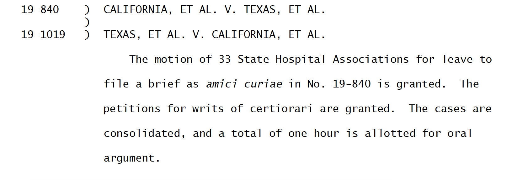 Granting certiorari outlet