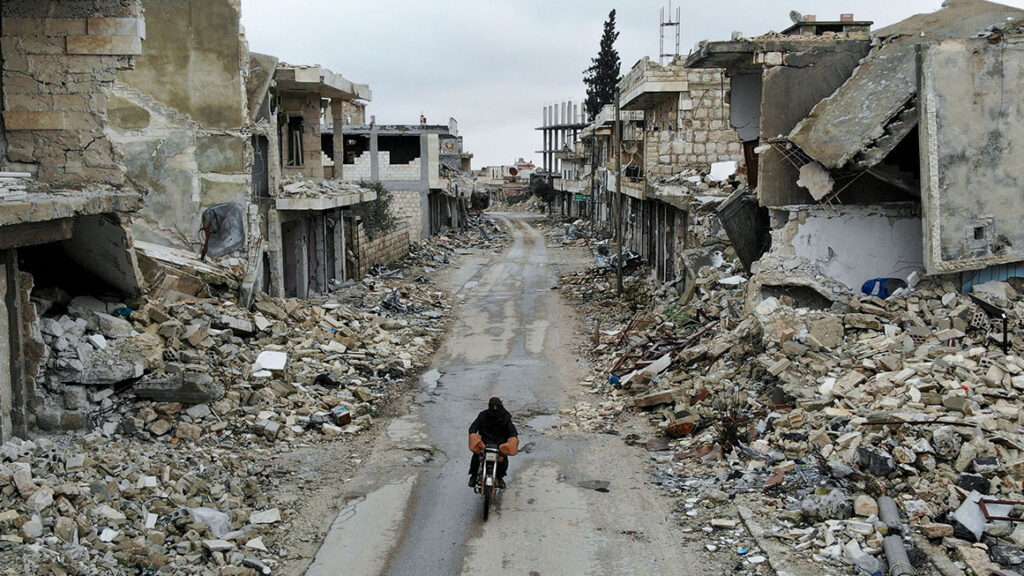 Photo: The nearly deserted Syrian city of Kafranbel, south of Idlib, during a pro-regime offensive; Omar Haj Kadour/AFP/Getty Images