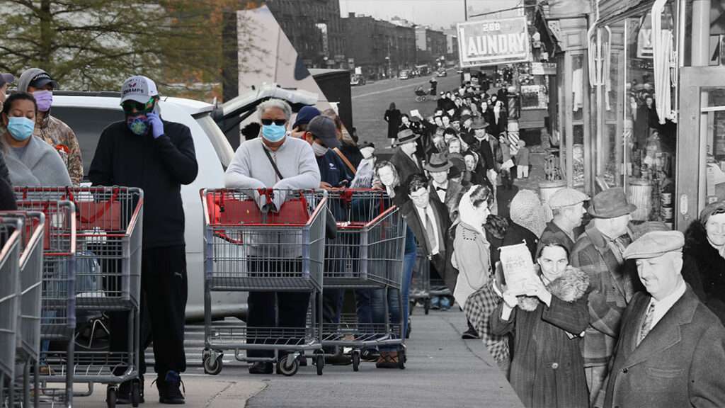 Left Photo: Chip Somodevilla/Getty; Right Photo: Weegee (Arthur Fellig)/International Center of Photography/Getty