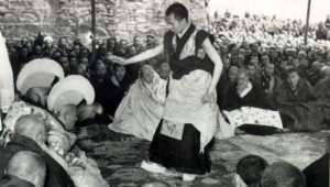 The 14th Dalai Lama during Geshe Lharampa exam