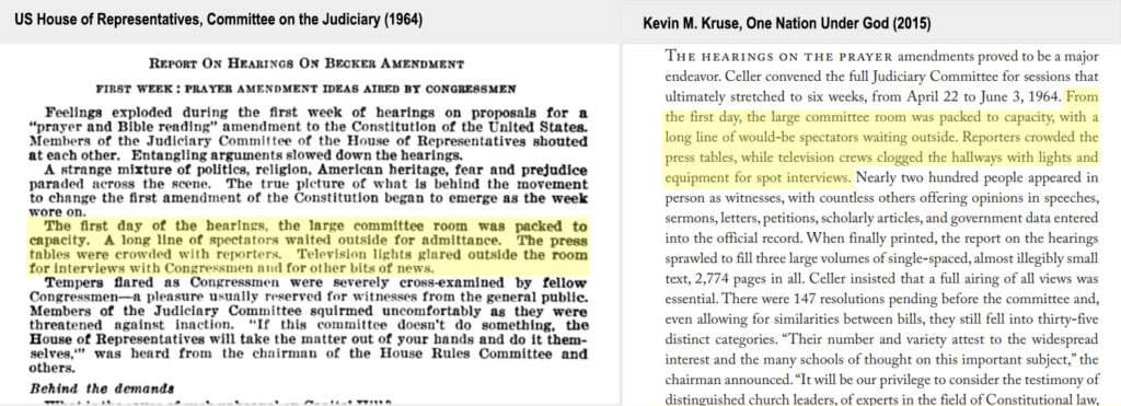 comparison of Kruse and congressional texts