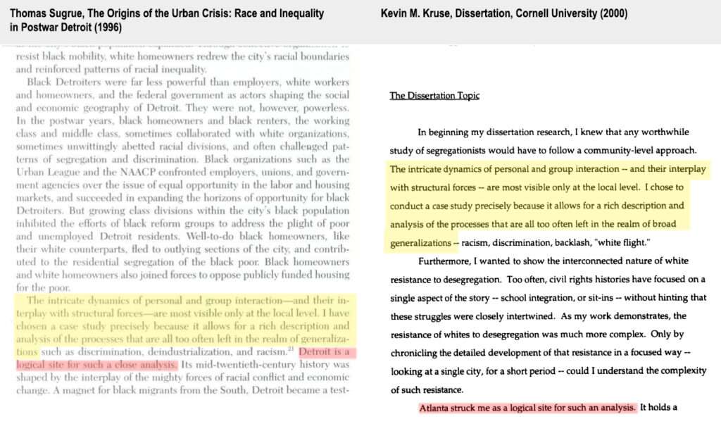 comparison of Kruse and Sugrue texts