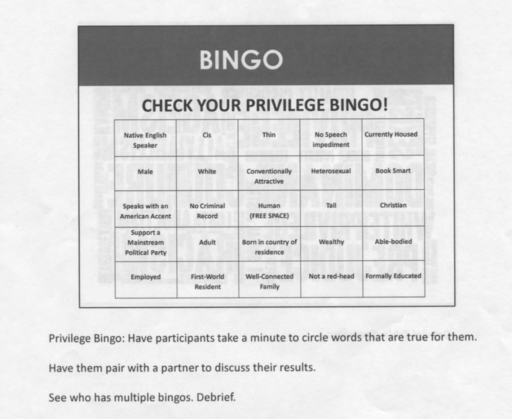 Privilege bingo