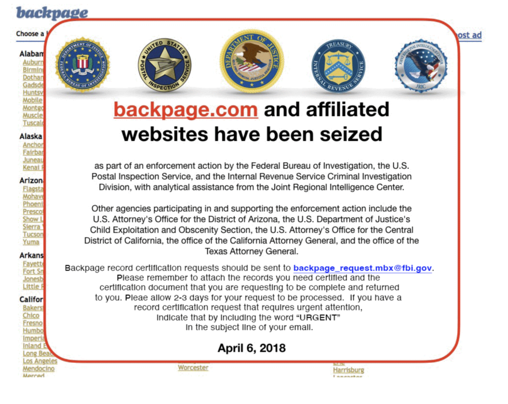 screenshot of Backpage.com | screenshot of Backpage.com