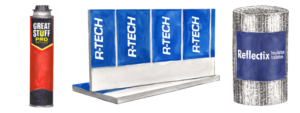 Great Stuff Pro spray foam, R-Tech 1-inch foam insulation boards, and a Reflectix roll | Galich Ws/Fiverr