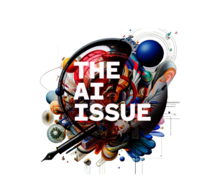 An AI-generated collage with the words "The AI Issue"