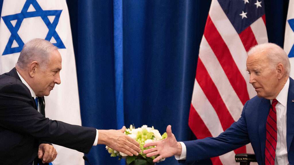 Photo: Israeli Prime Minister Benjamin Netanyahu shakes hands with U.S. President Joe Biden; Jim Watson/AFP via Getty