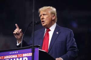 Donald Trump speaks at a rally in Glendale, Arizona