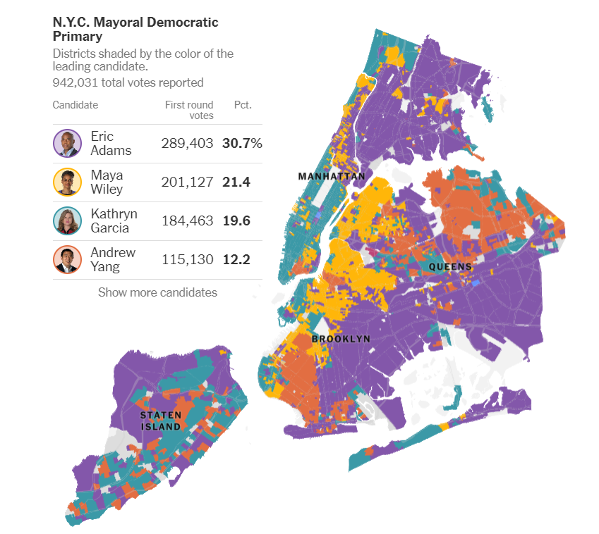 New York 2021 Democratic Mayoral Primary map | Screenshot/New York Times