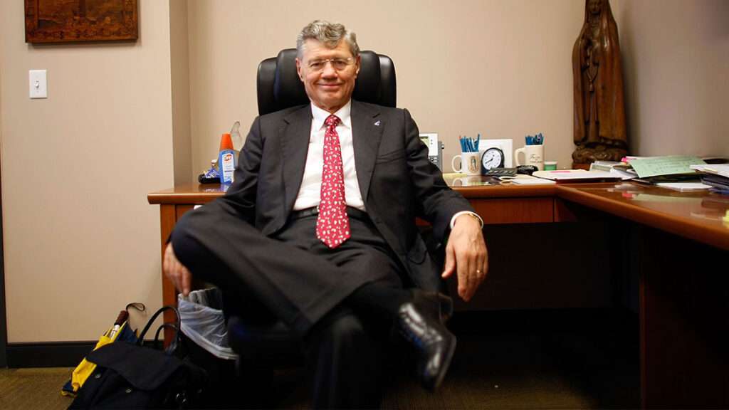 Photo: Tom Monaghan in his office on the campus of Ave Maria University; Joe Raedle/Getty