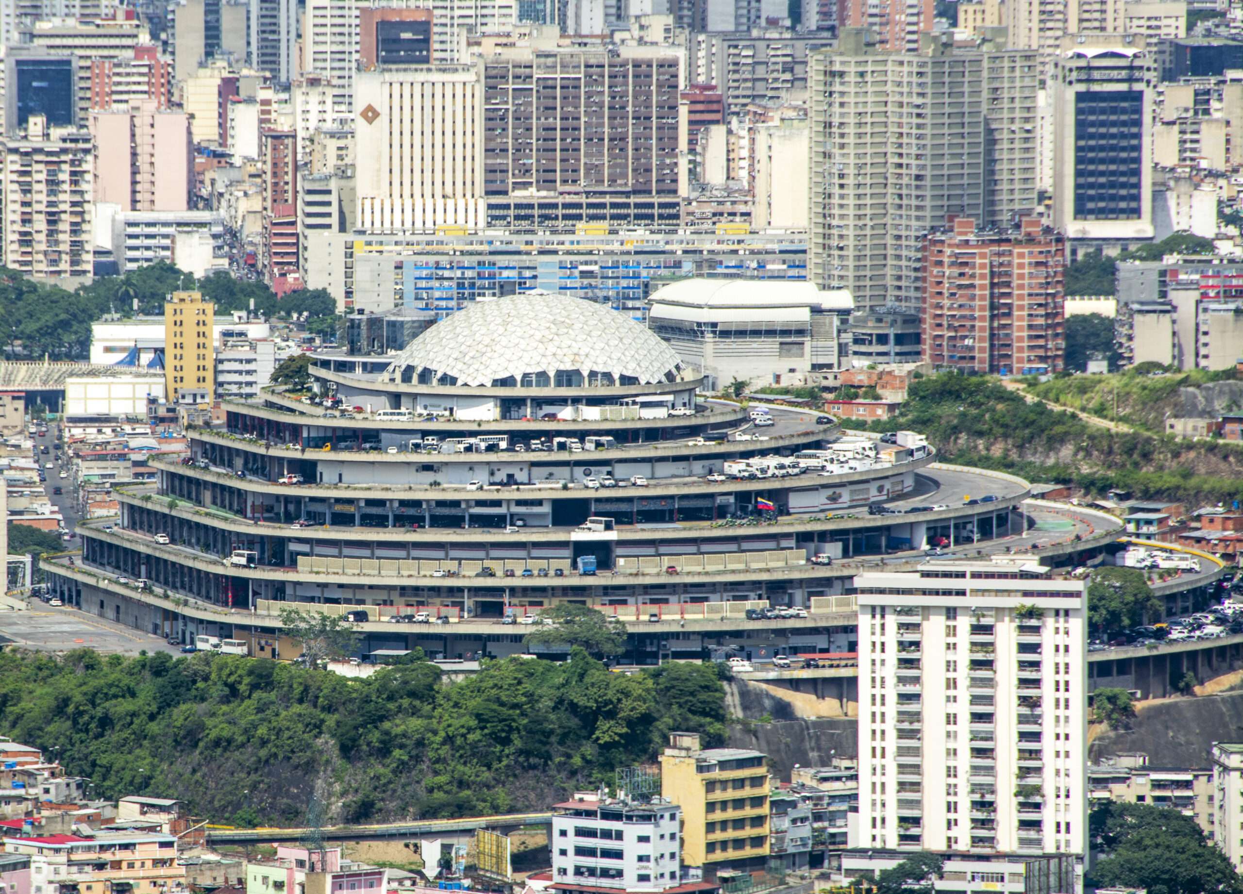 El Helicoide, a tiered, spiral-shaped building in Caracas, Venezuela, now used as a political prison and torture center.
