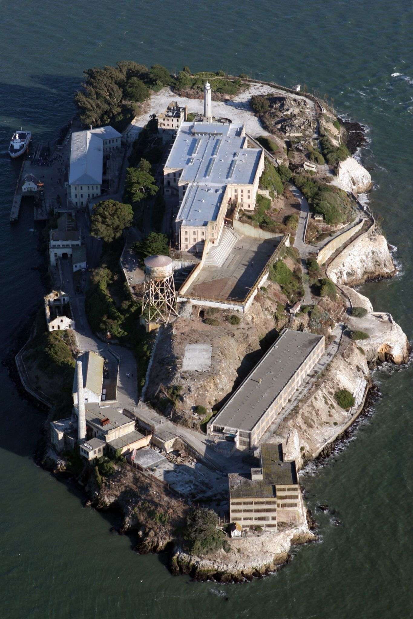 Aerial view of Alcatraz prison