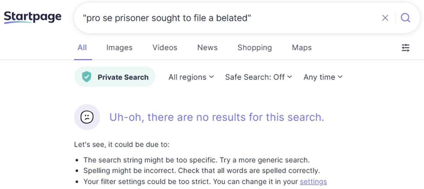 Startpage Search Engine Output Omitting Certain Search Results?