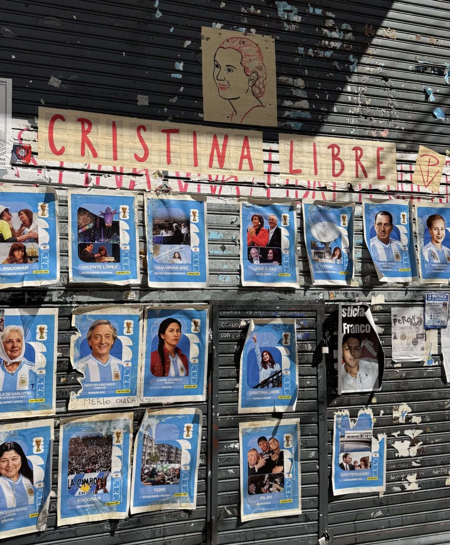 Posters on a Cristina Libre display in Argentina
