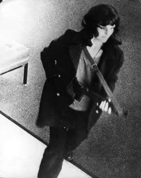 Patty Hearst, during the April 1974 Hibernia bank robbery. 