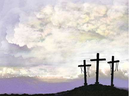 Three crosses on a hill