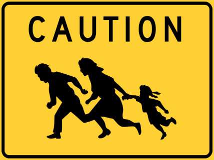 Caution Immigration Sign