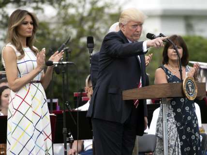 Trump talking health care during the annual Congressional Picnic at the White House