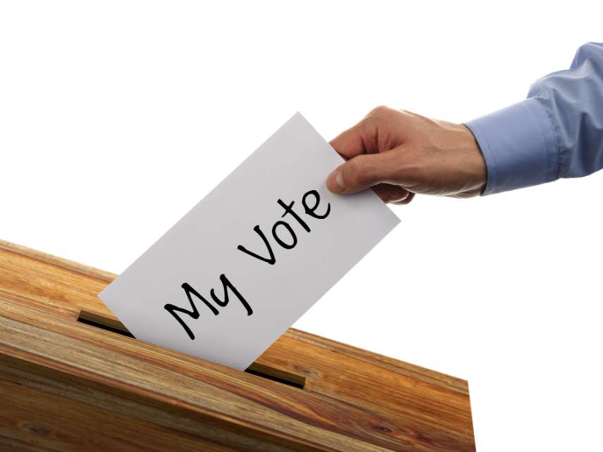 A man voting