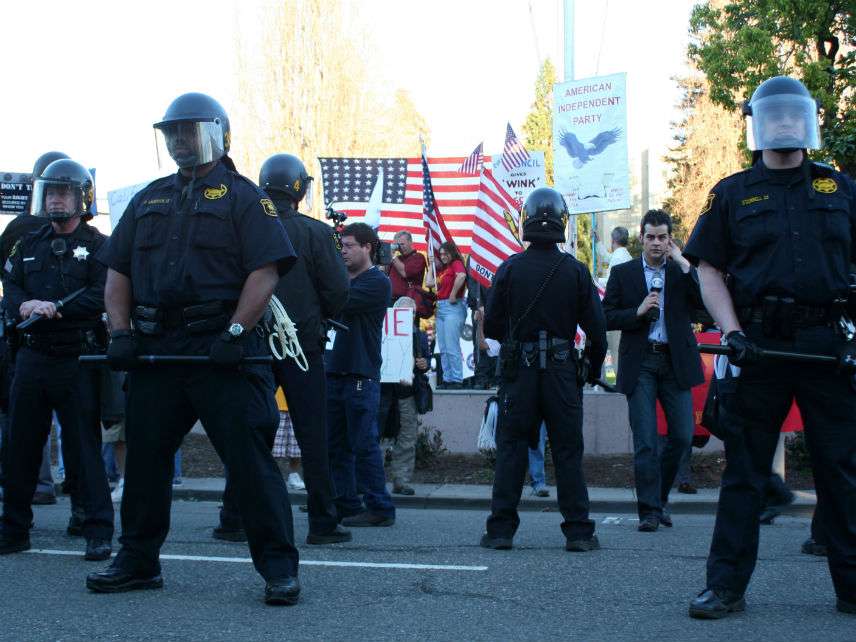 Police and protesters