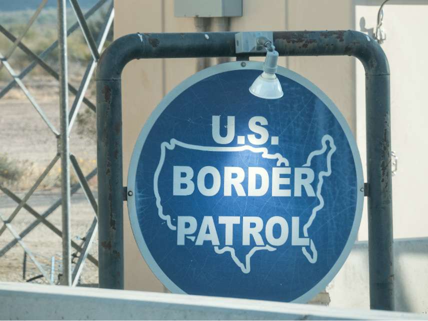 Border Patrol sign at U.S.-Mexico border