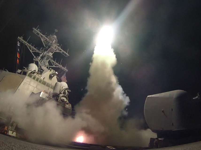 The guided-missile destroyer USS Porter (DDG 78) conducts strike operations while in the Mediterranean Sea, April 7, 2017.