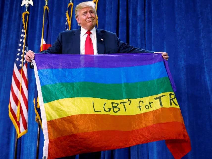 Donald Trump and rainbow flag