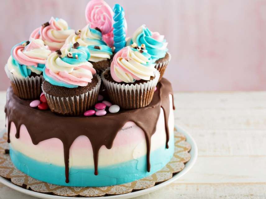 Pink and blue cake