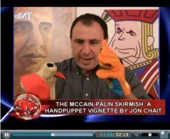 Jonathan Chait enacting his experimental play,
