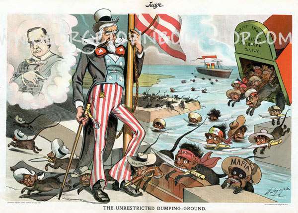 "The Unrestricted Dumping Ground: Direct from the slums of Europe Daily" Judge, 1903