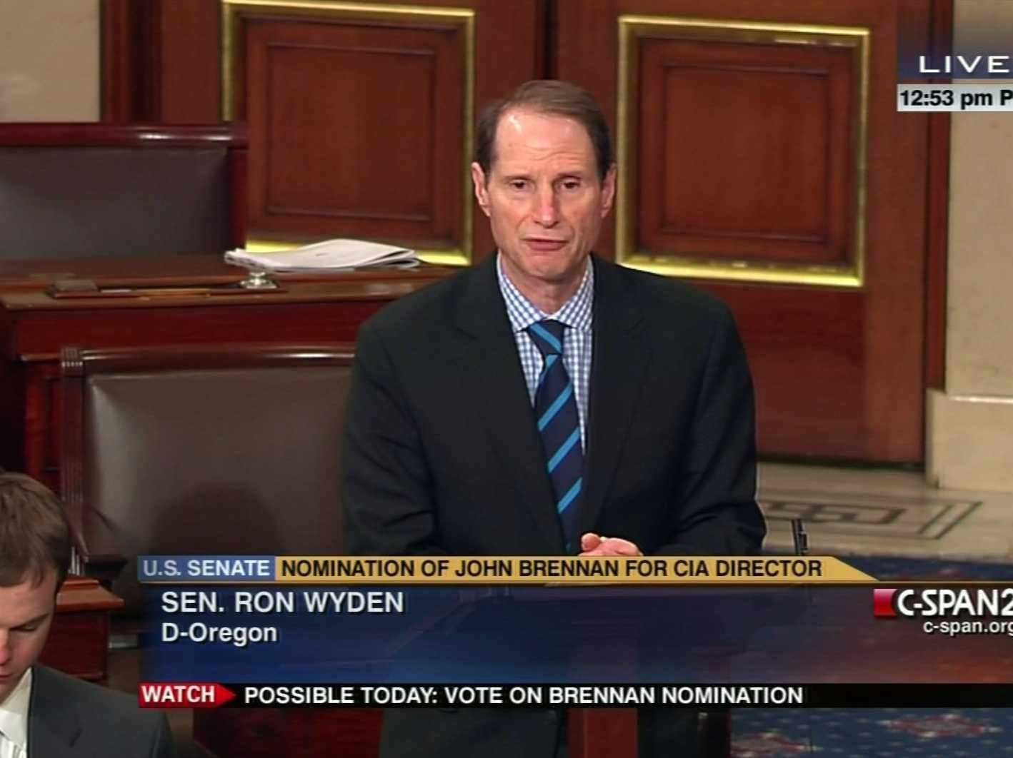 Sen. Ron Wyden (D-Oregon), the lone Democrat to speak during Paul's filibuster.