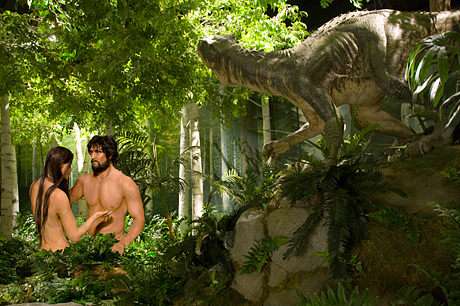Adam, Eve, & Dinosaur; Creation Museum, Petersburg, Kentucky.