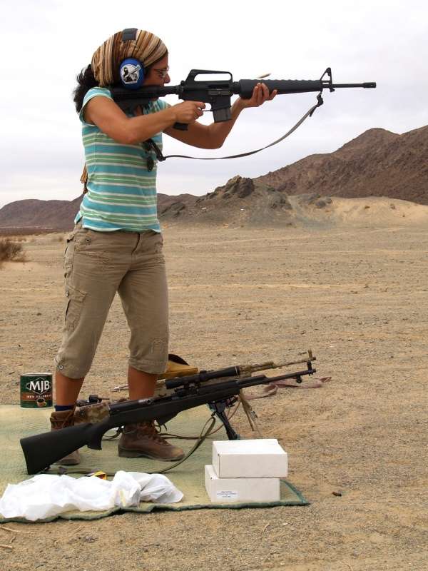 Woman shooting AR-15