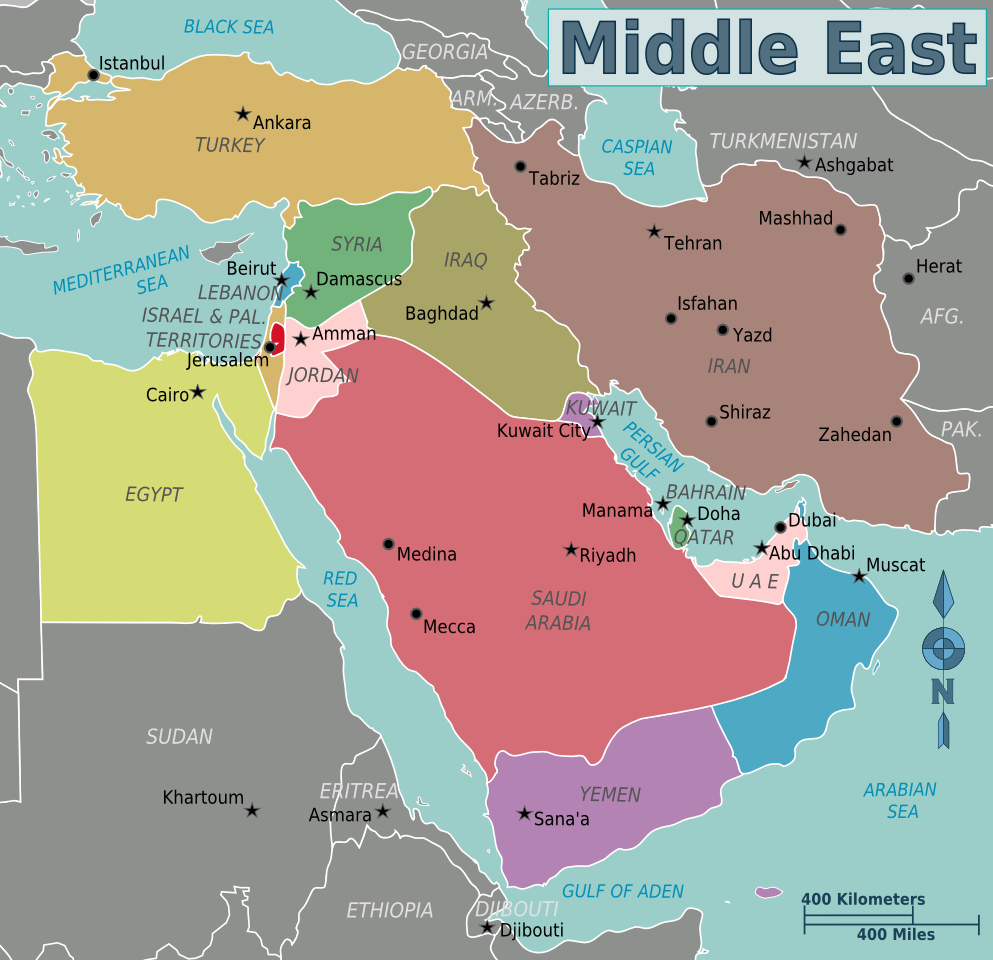 This is a map of the Middle East. ||| Wikipedia