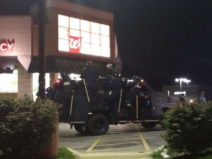 SWAT tank in front of Walgreeens in Ferguson