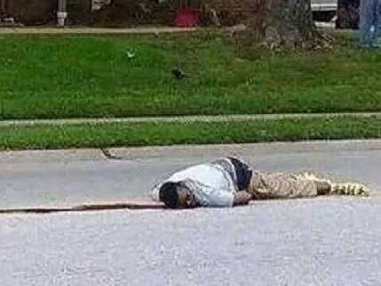 Michael Brown's body in the street