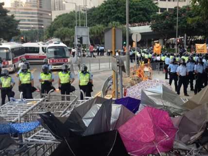 Police at protests in Hong Kong